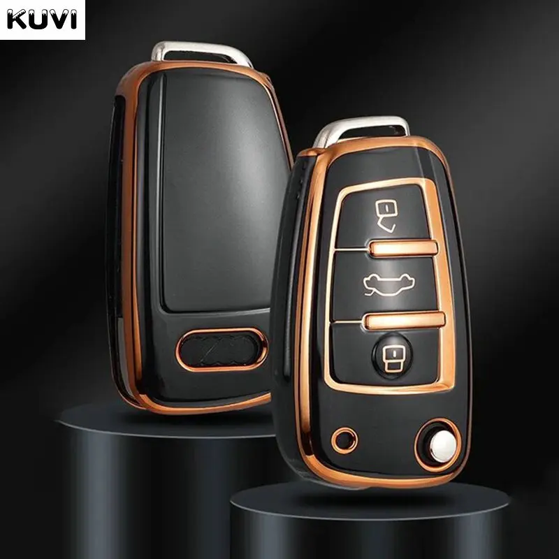 Key Case TPU Car Flip Key Case Cover For Audi A3 A4 B6 B7 B8 A6 C5 C6 RS3 S1 S3 Q3 Q5 Q7 TT Protector Holder Keyless Auto Fob