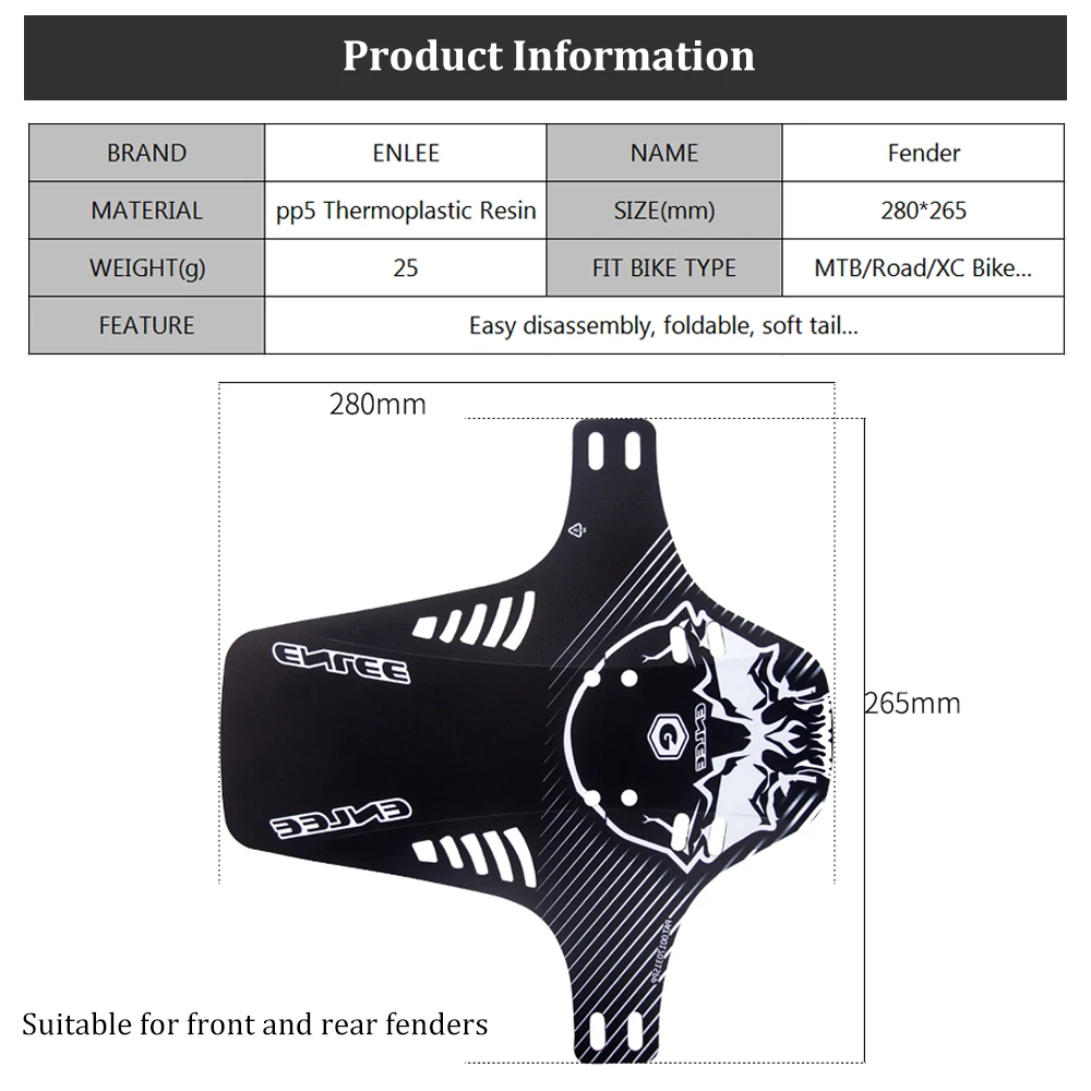 Bike Mudguard MTB Bicycle Fender Front Fork Rear Wheel Fenders Enduro Mud Guard Cycling Accessories 2pcs bicycle fender