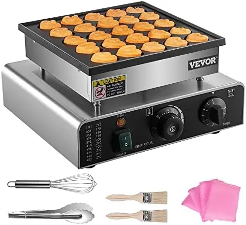 

Dutch Pancake Maker, 1.7-Inch Diameter Mini Pancake Poffertjes Machine Poffertjes for 25PCs Round Pancakes, 850W Commercial Pan