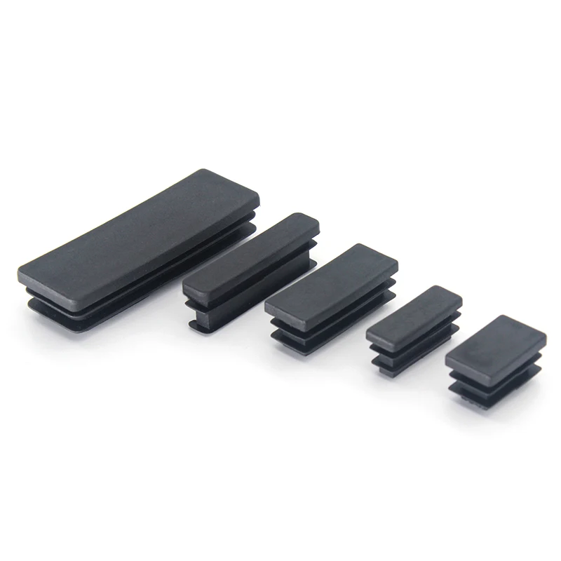 Rectangular Pipe Tube Cap Black Plastic Blanking End Cap Insert Plugs Bung Furniture Leg Anti Slip Feet Protector Pad 10/20pcs