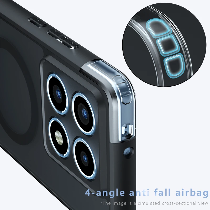 Magnetic Frosted Matte Shockproof Phone Case with Wireless Charging and Camera Protector