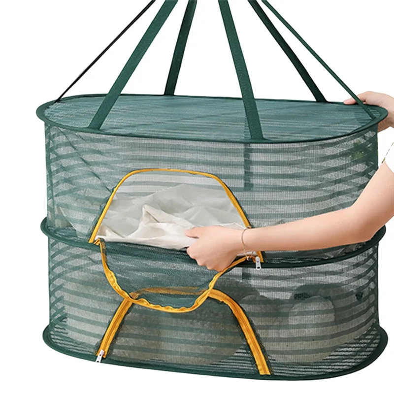 Foldable Drying Net For Vegetables, Fish, And Dehydrated Goods, Multi-Tiered Food Drying Net Durable Easy To Use Green