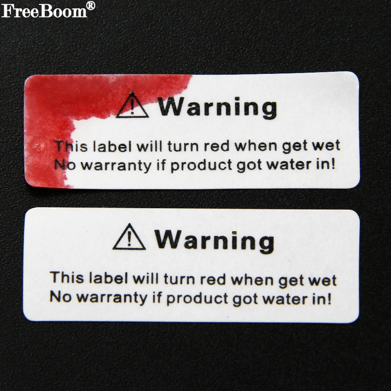 

100/300/600pcs Water Sensitive Sticker Turn Red When Got Wet Warranty Void Security Warning Label for Repair Guanantee 45x15mm