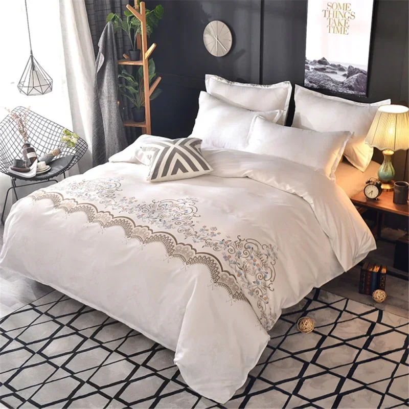 

Jane Spinning Luxury Lace White Bedding Set Duvet Cover King Size Pillowcases Bed Sheet Bedclothes Queen Comforter Bed Linen