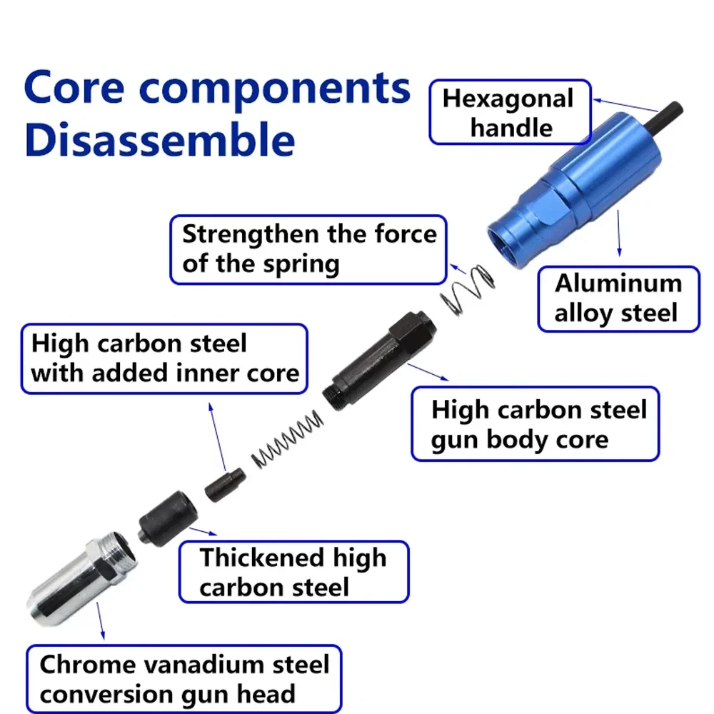 Aluminum Electric Rivet Gun Conversion Set For Power Tools