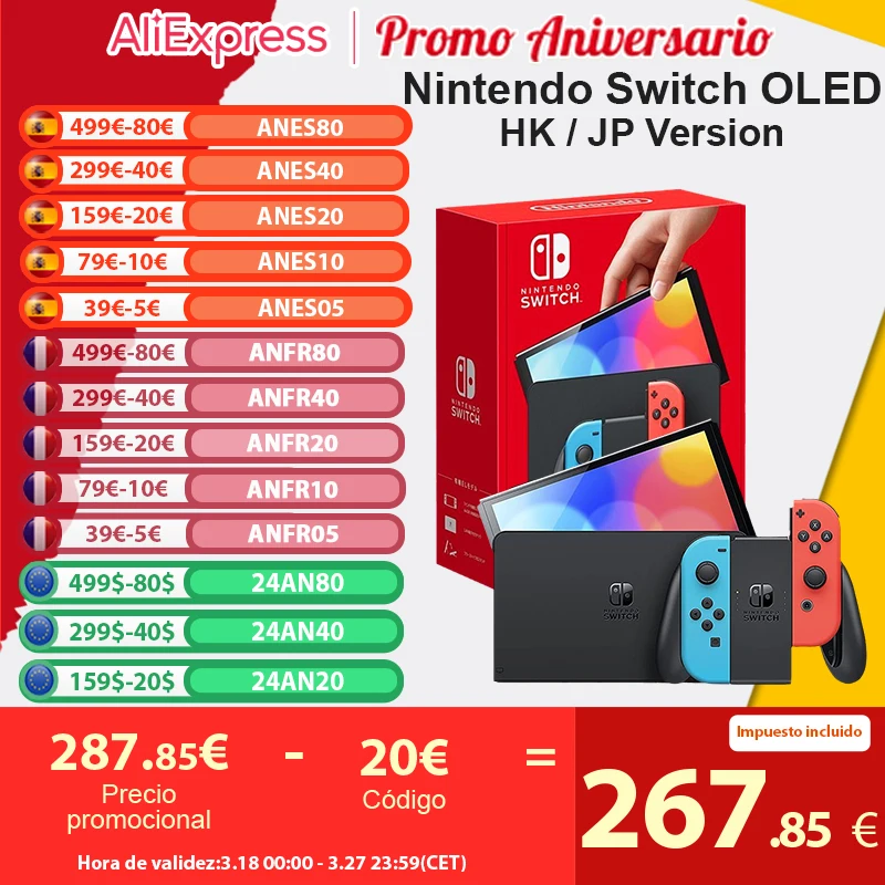 Konsola do gier Nintendo Switch OLED z EU za $287.10 / ~1134zł