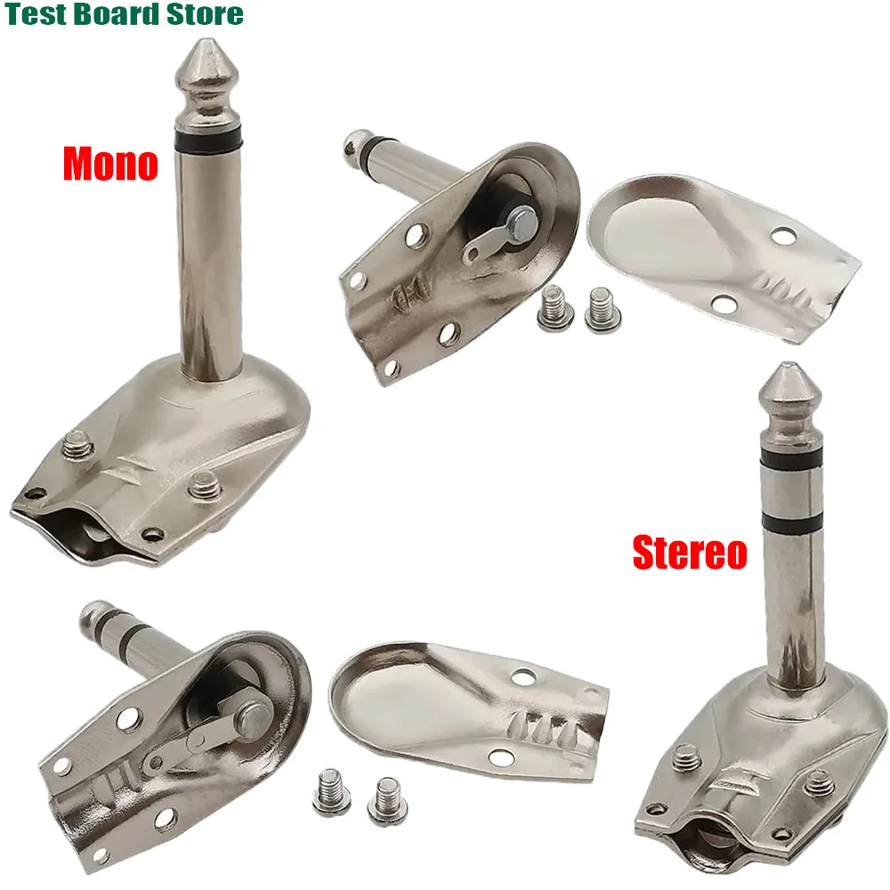 

1Pce 6.35mm mono/stereo welded right angle audio plug 1/4 microphone guitar audio cable connector