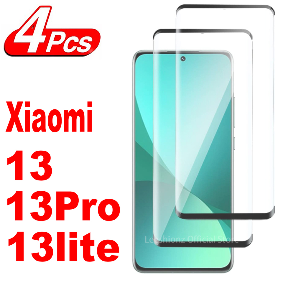 9H Curved Four Sides Glue Screen Protector For XiaoMi 13 Pro Lite 2/4 Pcs HD Tempered Glass