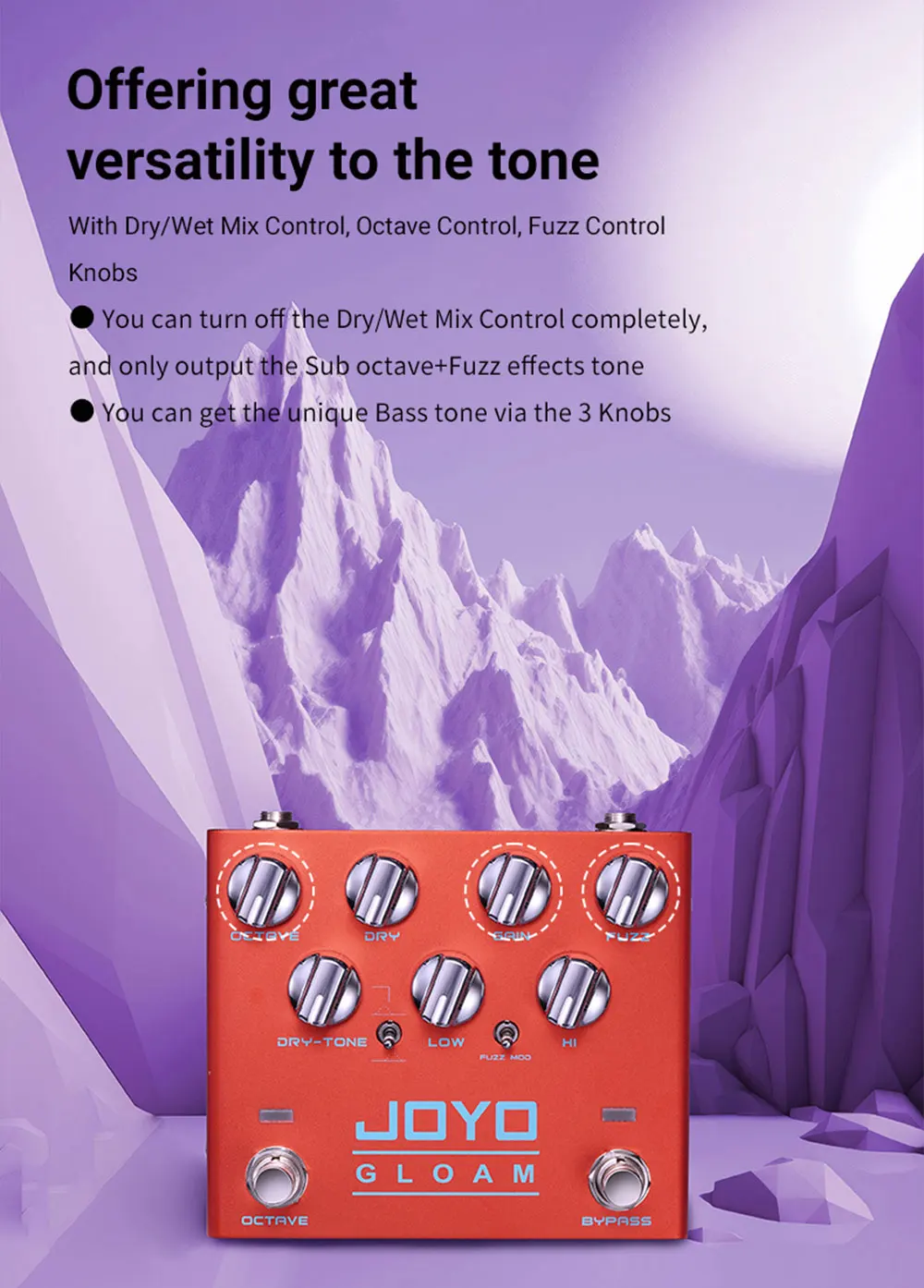 R-29 GLOAM Octave Fuzz Effect Pedal High Gain Bass Guitar Pedal with Independent