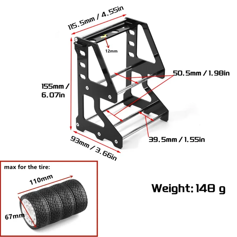 Pneumatici Ruota Rack Rack Di Stoccaggio Pneumatici Per 1/10 On-Road Racing Rally Drift Car Tamiya Kyosho 1/18 1/24 Rc Crawler Car Trx4M Scx24