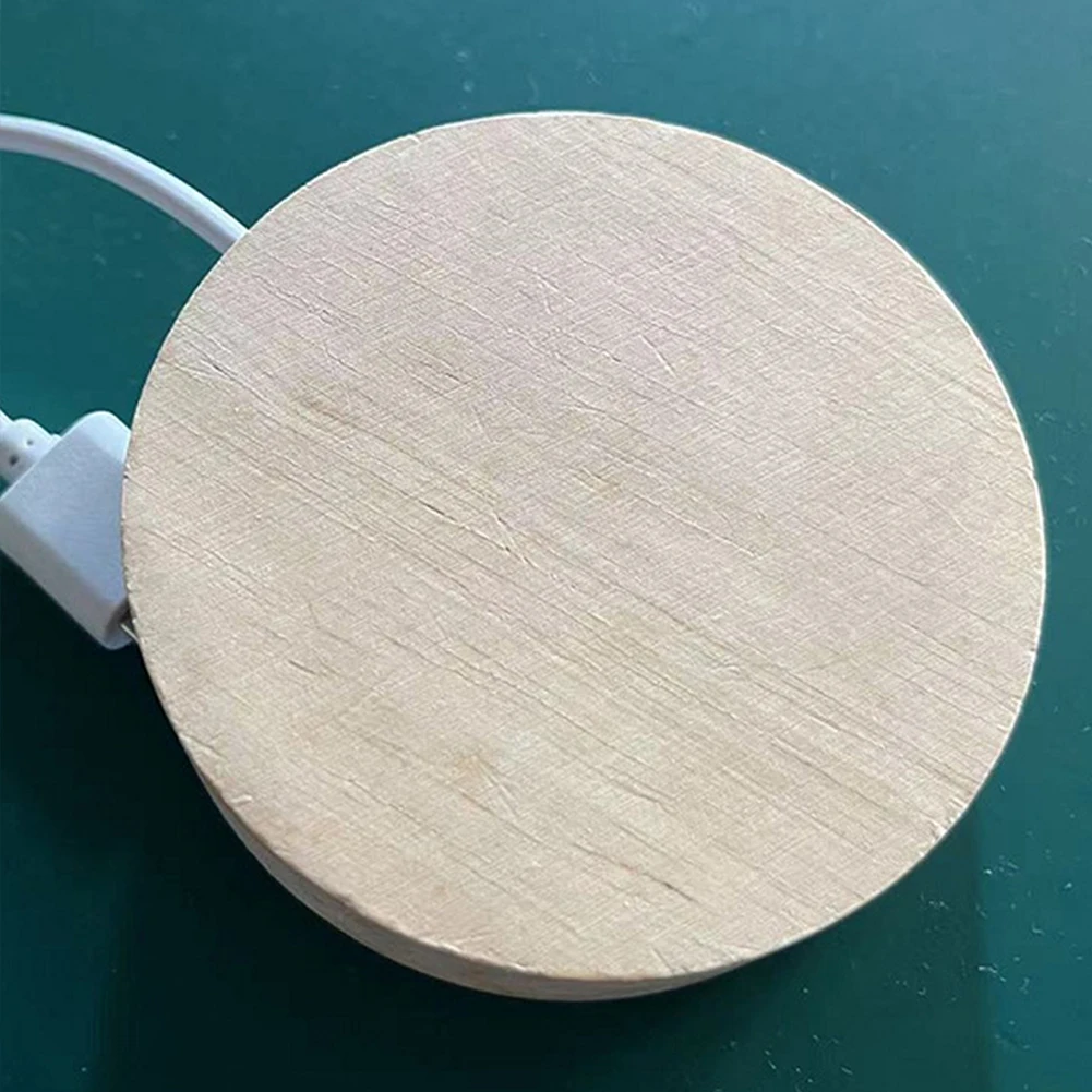 Lamp Holder Led Solid Wood Lamp Holder USB Data Cable 6 Built-in LED Lamp Beads Switch Wooden Light Base Night Light