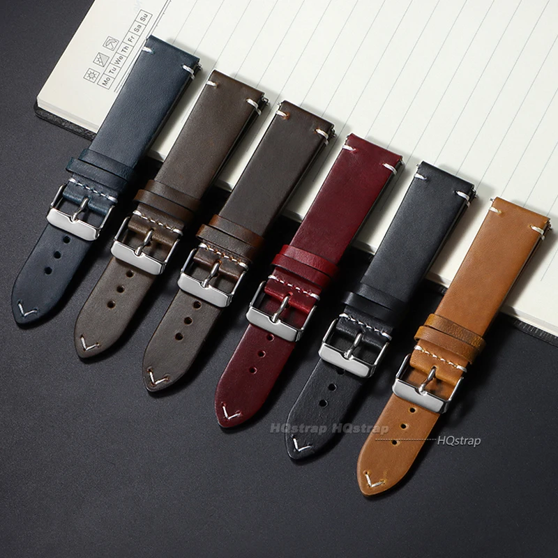 Elegant Genuine Leather Quick Release Watch Band - Unisex Versatile Strap Replacement