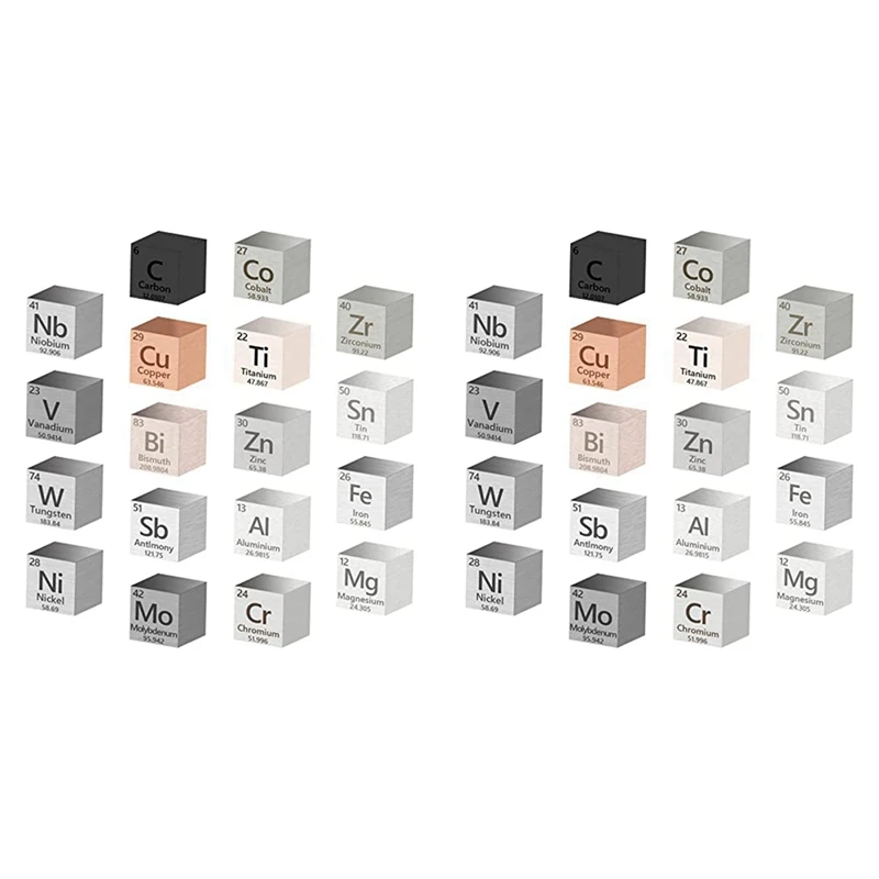 

36 Pcs Metal Elements Cube Density Cubes 99.99% High Purity, Periodic Table Of Elements Collection (.39 Inch/10 Mm)