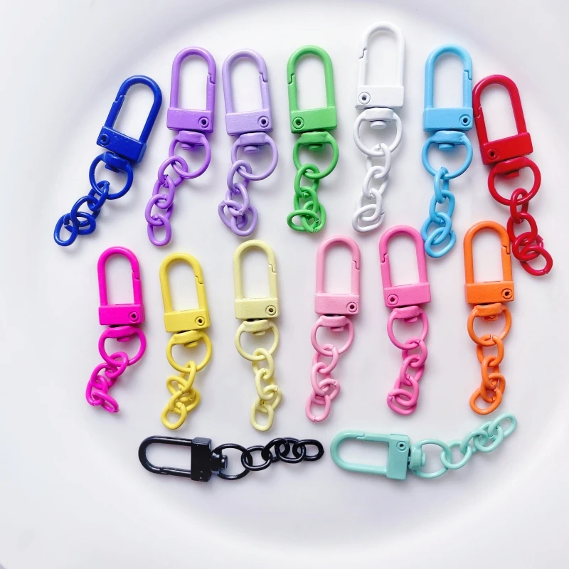 PATIKIL 12 Pcs Lobster Claw Clasp, Colorful Metal Keychain Clasp Swivel Hooks With Spring Key Rings Trigger Clips For Bag Door Key Chains DIY Craft Jewelry Making, Donut Light Pink