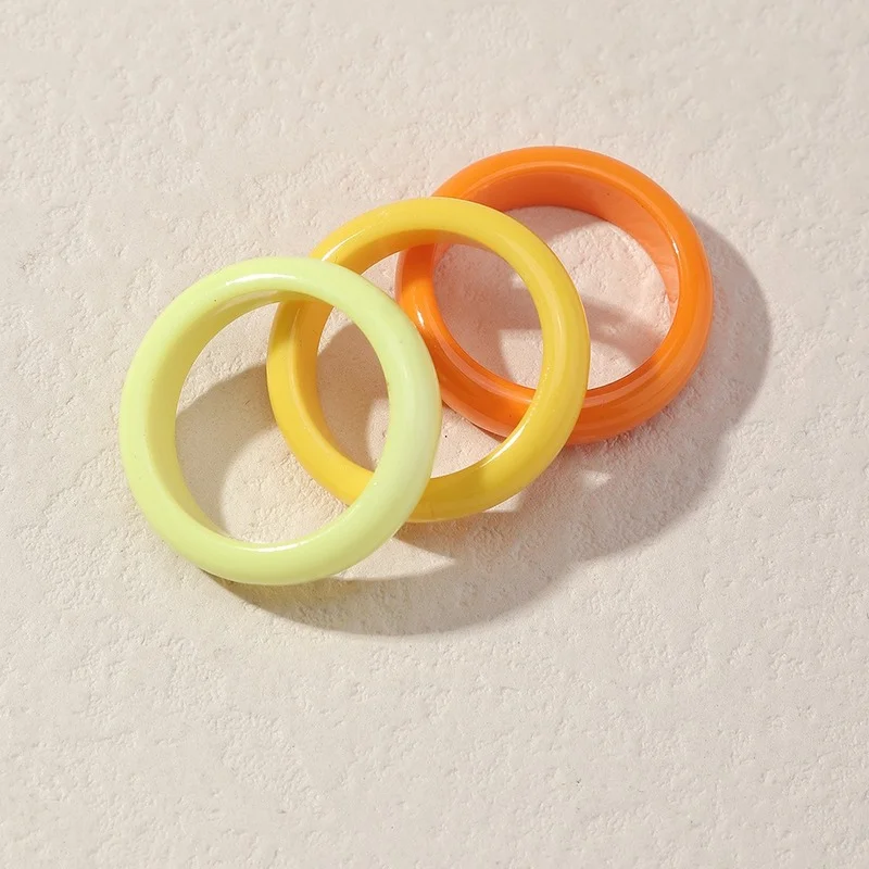 Korean Style Acrylic Resin Fidget Ring Set 3pcs