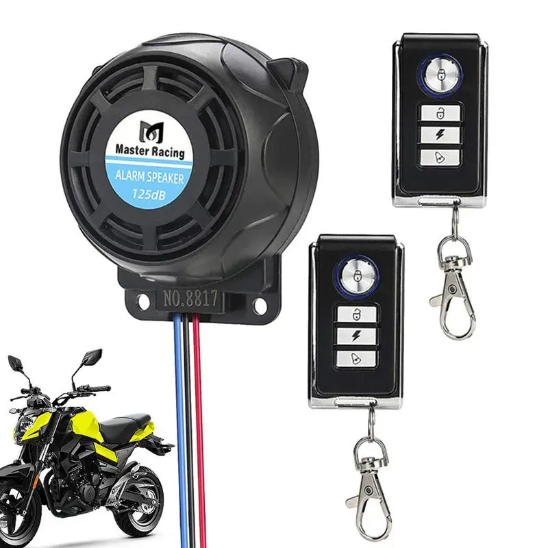 Motorcycle Alarm Imported Chips Anti-theft Speaker Electric Bike Accessories 125dB Vibration Alarm System With 2 Remote