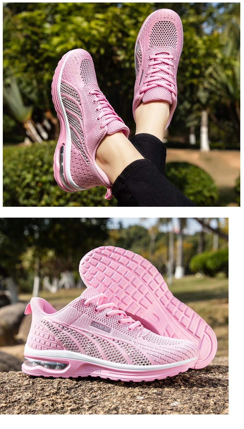 Pink Mesh Running Shoes for Women Comfortable Female Sports Training Sneakers Air Cushion Athlete Jogging Shoes Girl Big Size 42