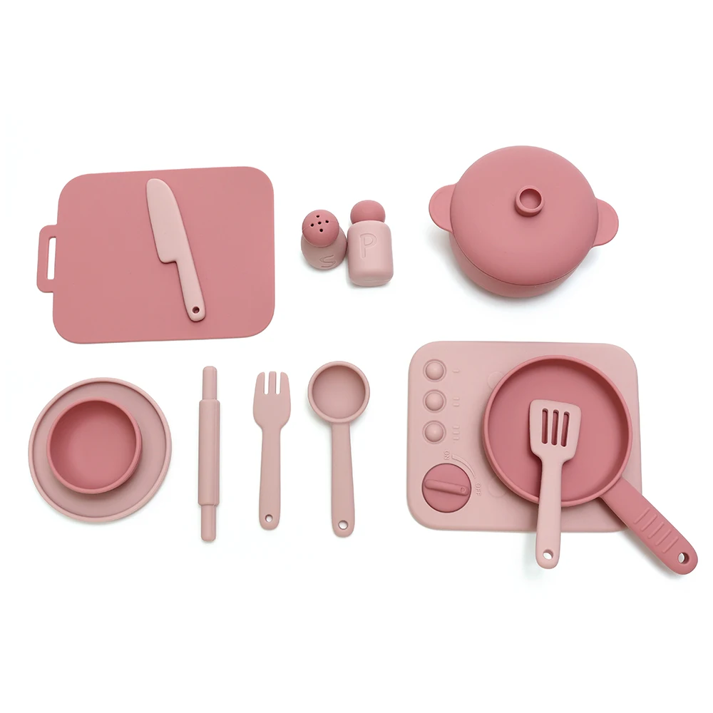 Silicone cooking play Set Toy Pretend Play kitchen tool Play Game Early Educational Toys for Toddlers Kids Gifts pretend kitchen toys kitchen toys educational toys 13 pcs set