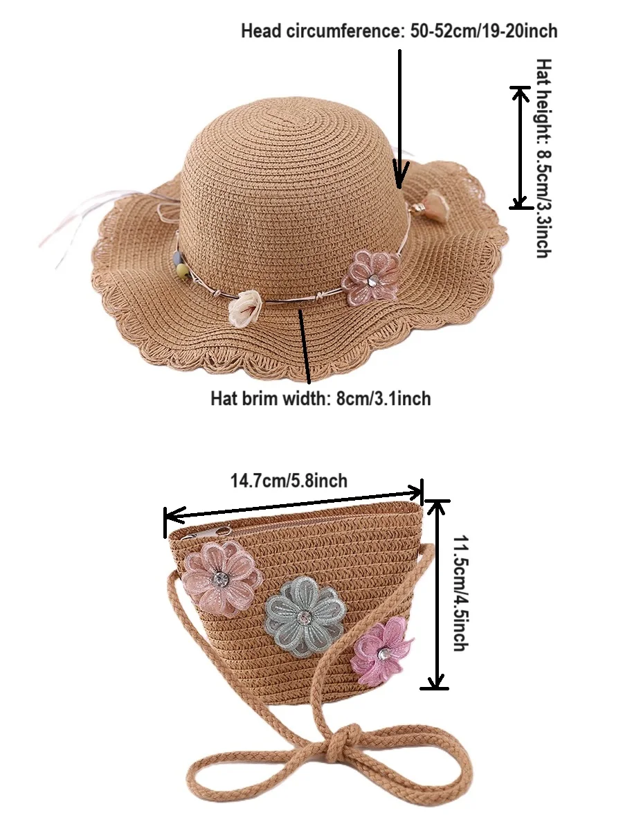 little girls summer straw sun hats and straw shoulder bags straw hat,baby sun hat,outdoor sun hat
