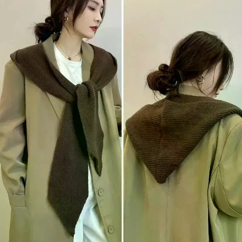 Women's Hat Scarf Set Women Bonnet Balaclava Korean Ins Beanies With Scarf Shawl Neck Warmer Coat Faux Collar Accessories