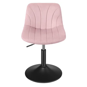 Velvet Pink Dressing Table Chair – Adjustable Swivel Vanity Stool with Backrest 2