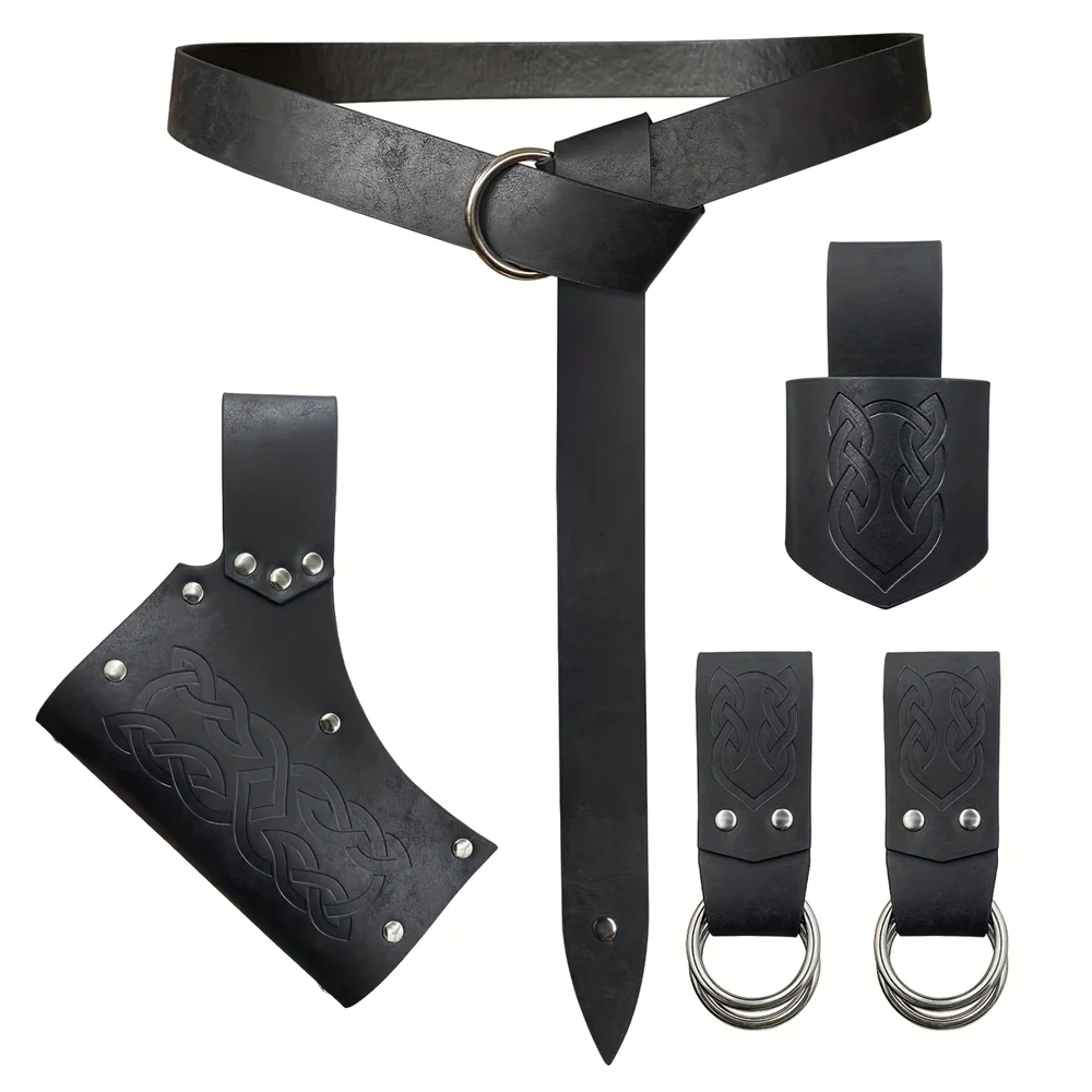 Mittelalterlicher Gürtel Kleidungszubehör Renaissance-Rock Wander-Viking-Horngürtel Lederüberzug Schwertfrosch aus Leder