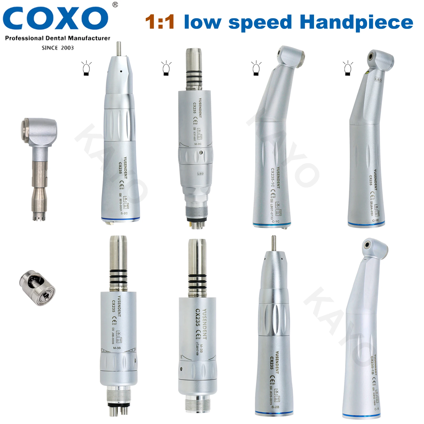 

Стоматологический наконечник COXO, низкоскоростной волоконно-оптический контр-угол, прямой наконечник, внутренний распылитель воды, тип E, Электрический мотор подходит для NSK