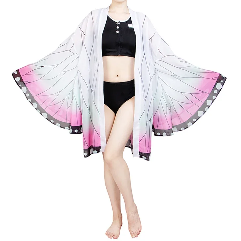 

Demon Slayer Shinobu Kocho Cosplay Costume Swimsuit Kimetsu no Yaiba Kimono Agatsuma Zenitsu Bikini Beach Anime Summer Set