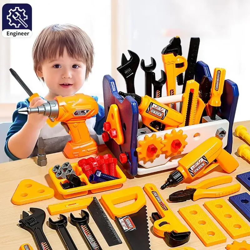 Pretend Tools Kit 40Pcs Kids Play Repair Tool Set Plastic Construction Toys with Screwdrivers for Toddler Boys Girls Child