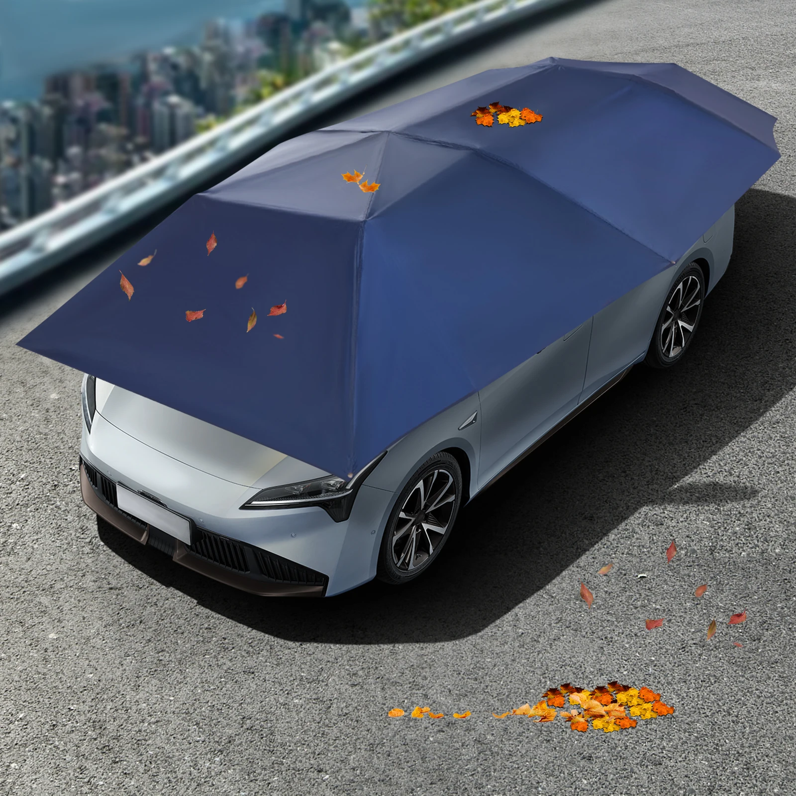 Auto-Überdachungshülle, 4,6 x 2,3 m, Auto-Markisenabdeckung, Sonnenschutz mit hydraulischem System, winddicht und diebstahlsicher für Fahrzeugunterschlupf im Freien – Detail 2