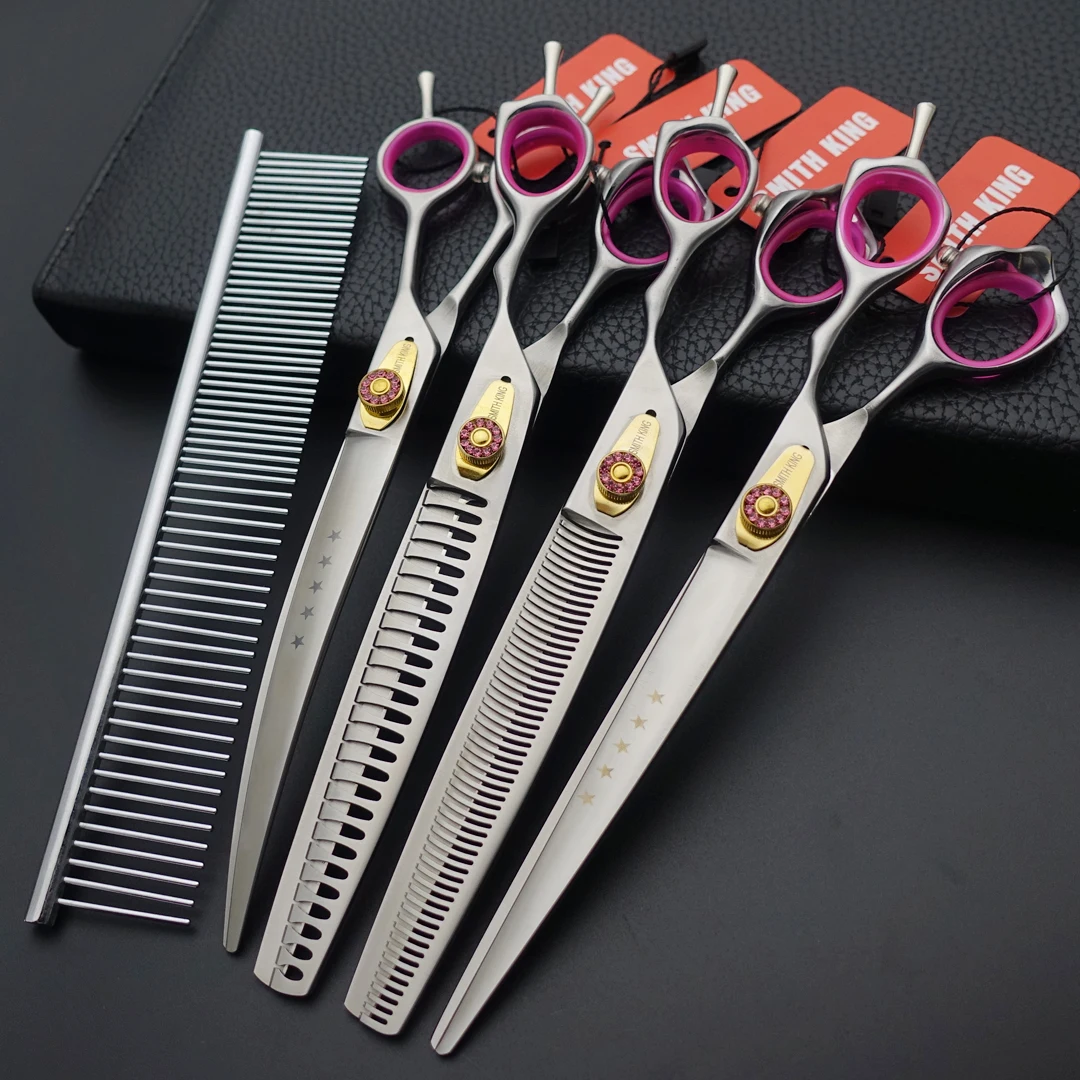 Профессиональные ножницы для ухода за домашними животными, 8 дюймов, прямые, филировочные, кусачки и изогнутые ножницы