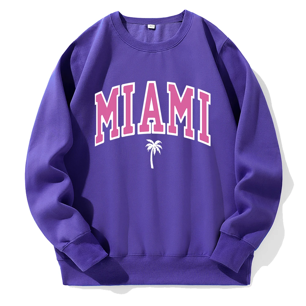 

Miami Beach Printed Hoodies Men Loose Oversized O-Neck Warm Hooded Casual Sports Classic Hoodie Street Fashion Fleece Tracksuit