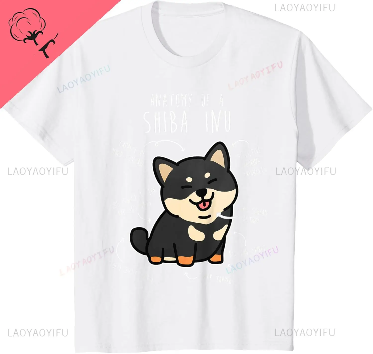 Shiba Inu Hund Anatomie Lustiges Haustier Schwarz Tan Doge Mama Niedliches T-Shirt Grafik T-Shirts Harajuku Paar Camisas Streetwear – Detail 5