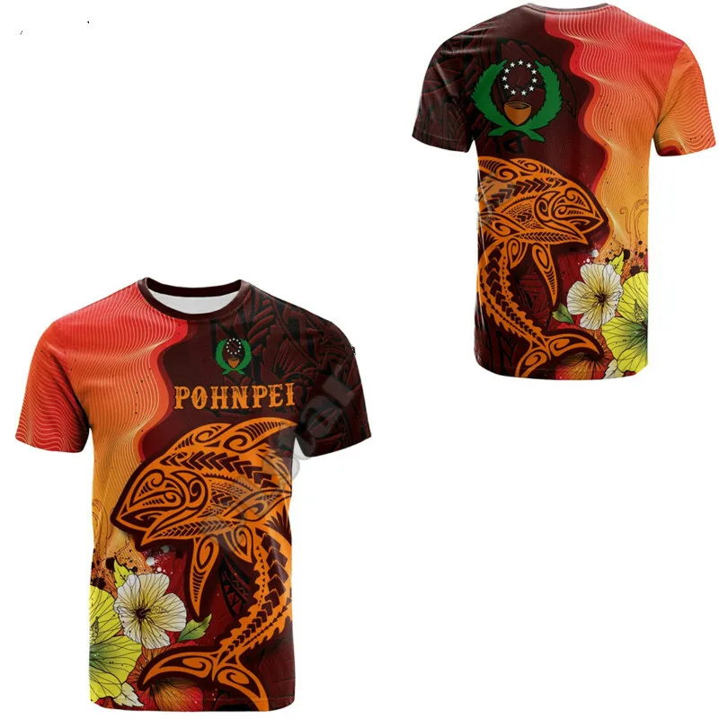 

2023 Summer New Polynesian Culture Tribal Island Retro Tattoo T-Shirt Men's Women's Short Sleeve Summer 3D T-Shirt New 2021