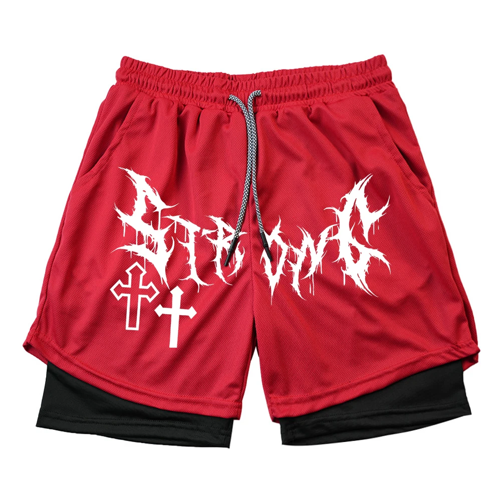 Men's High Street Shorts 2-in-1 Compression Double Layer Shorts Daily Fashion Beach Breathable Fitness Outdoor Sport Short Pants 5