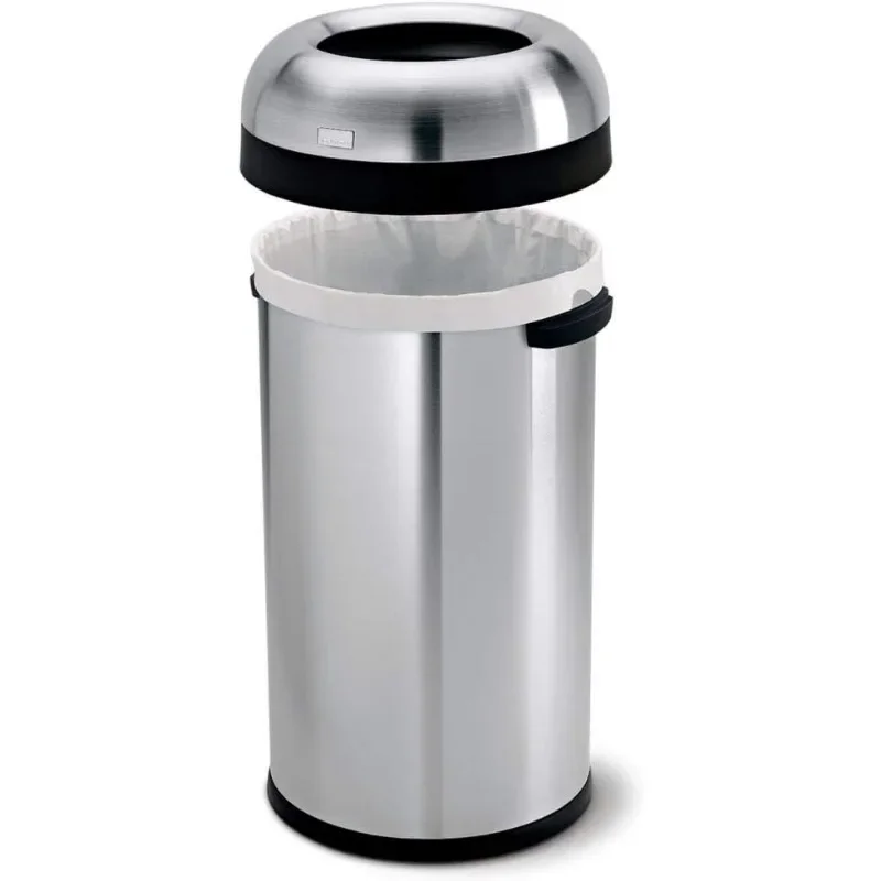 simplehuman 115 Liter / 30 Gallon Bullet Open Top Trash Can Commercial Grade Heavy Gauge, Brushed Stainless Steel 3