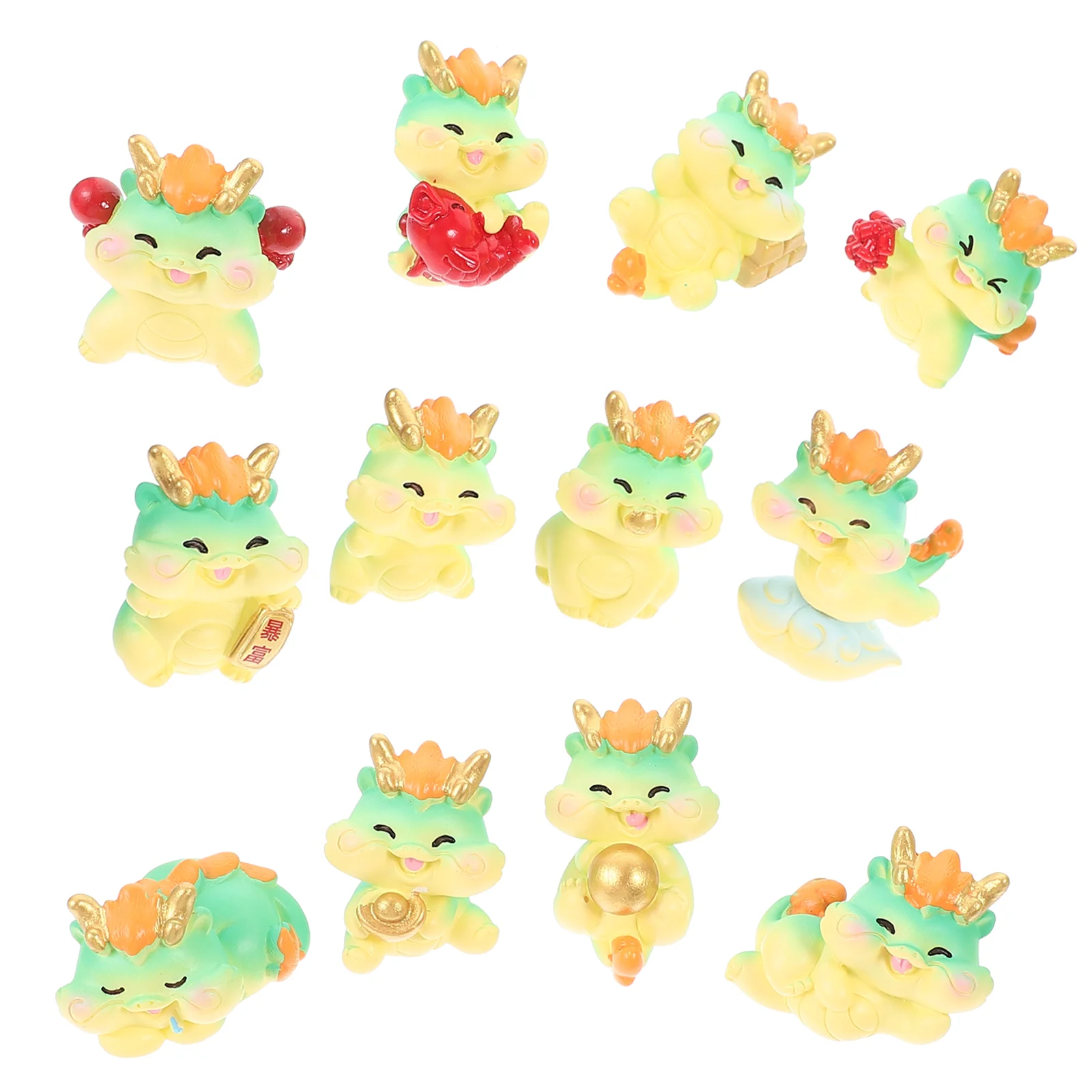 

Dragon Zodiac Figurines for 2024, Miniature Statue Feng Shui Ornament for Home and Office Decoration (12Pcs)