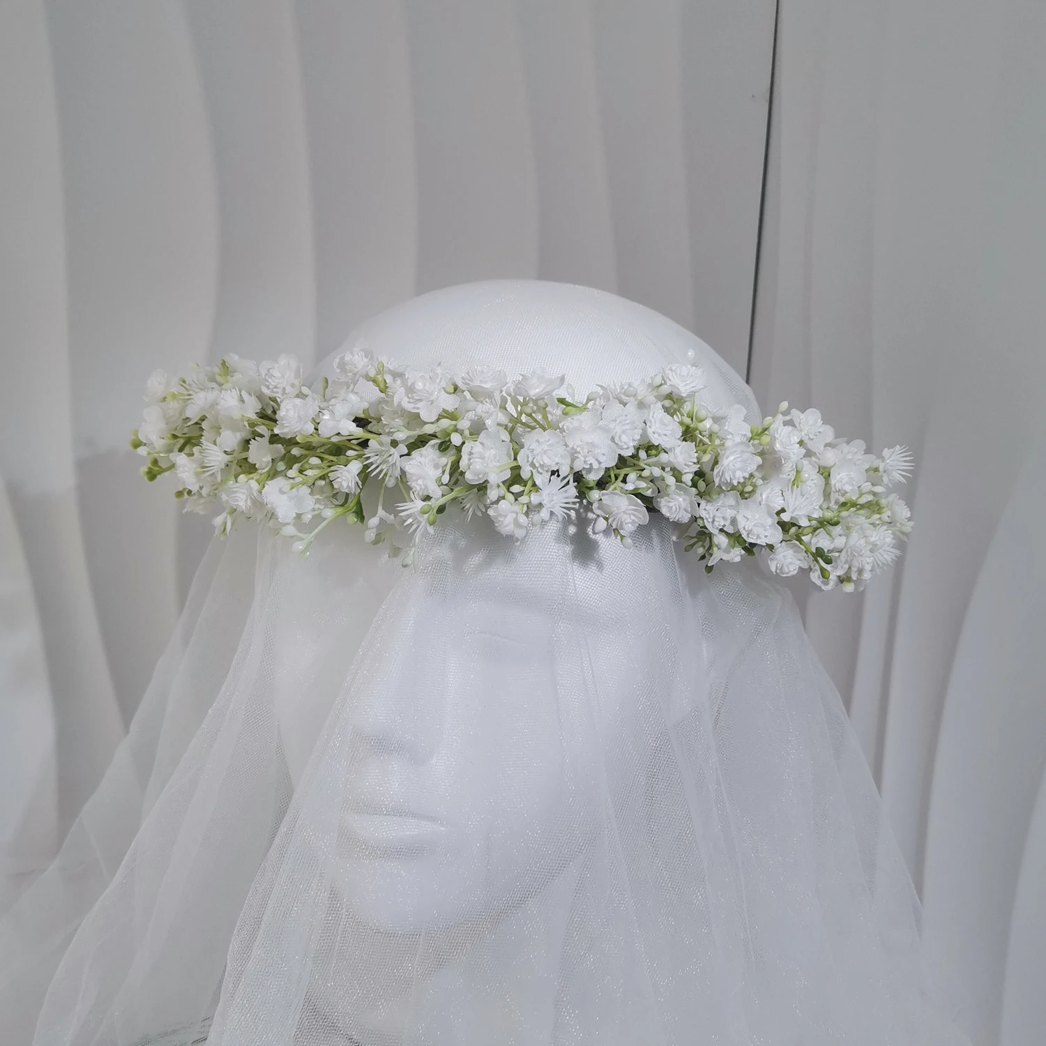 Lady Flower Fairy Wedding Hair Headband Crown - White Bride Party Prop Garland