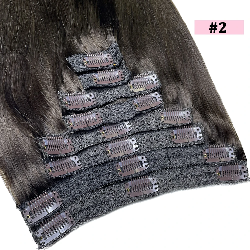 Clip In Hair Extensions Real Human Hair 8pcs 120g 100% Human Straight Soft #2 Color hair extensions
