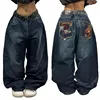 2024 New American Trend Retro Hip-hop Embroidery Pattern Baggy Jeans For Men And Women Y2K Harajuku Gothic Wide Pants Streetwear 2