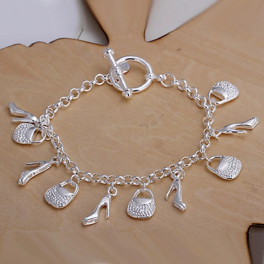 

new fashion gift for women girl beautiful High quality Silver color Jewelry charm Bracelets factory price free shipping