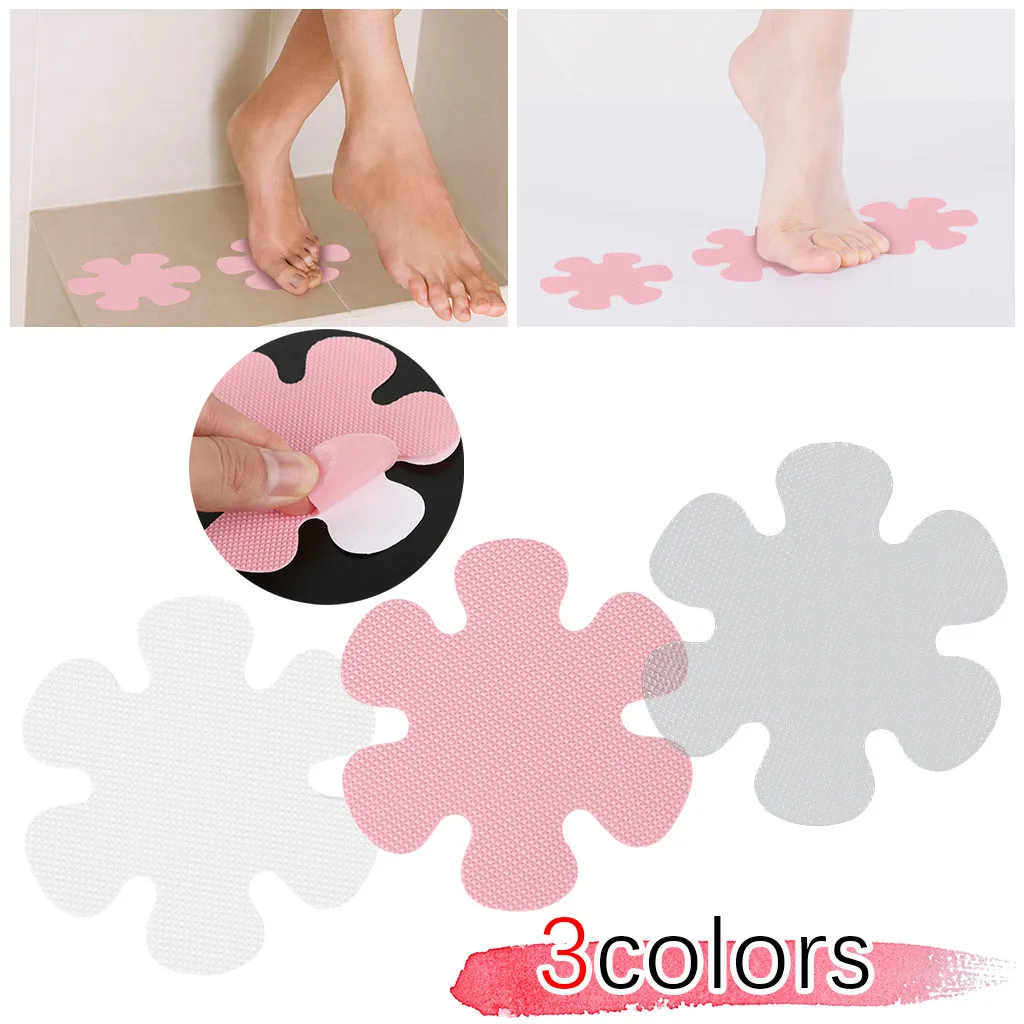 10pcs Non Slip Bathtub Flower Shape Stickers Decals Safety Flooring