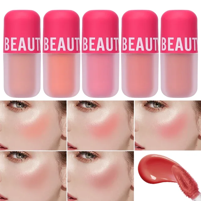 BEAUTY GLAZED – sérum blush 5 couleurs, longue durée, imperméable, teinte naturelle pour les joues, crème mate pour le visage, maquillage, cosmétiques 1