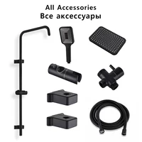 Ensemble de colonnes de douche noires, accessoires de salle de bains, vanne de dérivation d'eau à 3 voies, mitigeur de baignoire, douche, robinet de douche à pressurisation Colonne de douche pluie argent Garantie 5 ans 6