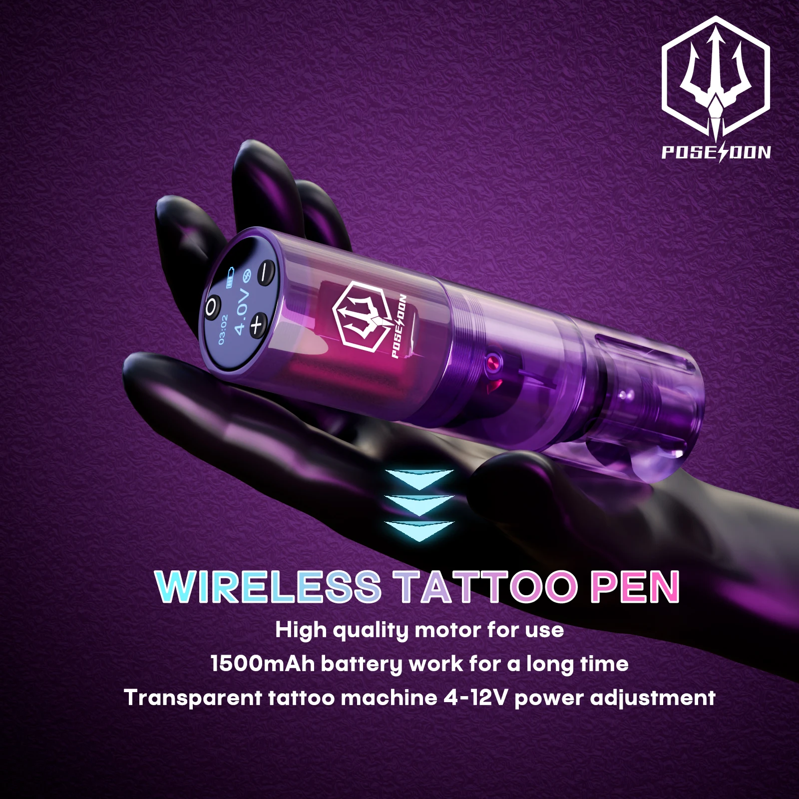 Tattoo Kit POSEIDON High Power Pen For Permanent Makeup Machine Power Supply Gun