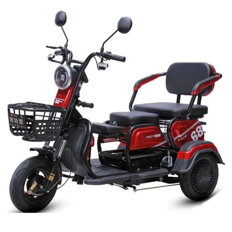 Nuovo Triciclo Elettrico A 3 Ruote 48V 600W Mobilità Scooter 3 Ruote Per Anziani Con 2 Cestelli 3 Posti Pneumatico A Vuoto Freno A Tamburo Trike