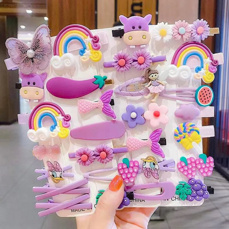 

Cartoon Calf Suit Cute Princess Flower Girl Side Clip Bang Clip 14-Piece Set Little Clip Hair Accessories for Women