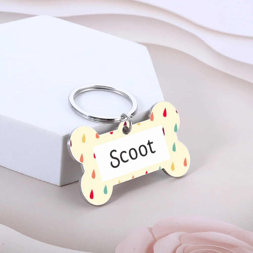 

Personalized Pet Name Bone Collar for Dog Cat Puppy Stainless Steel Keyring Pet ID Tag Charm Pendant Necklace Accessories