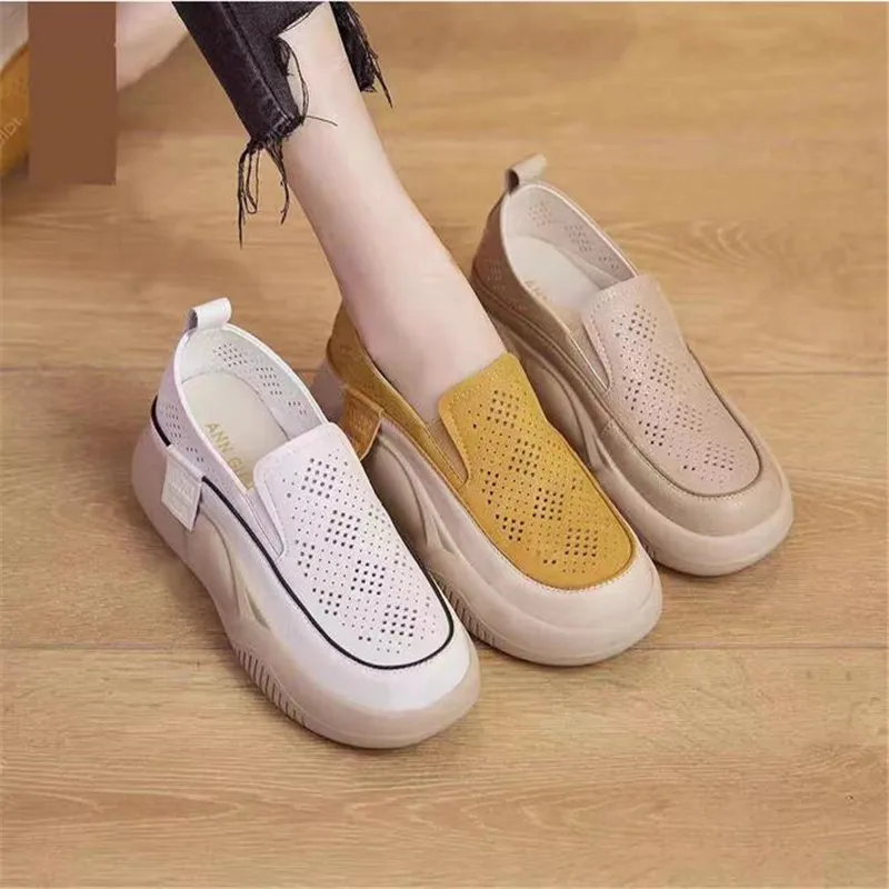 Ladies Shoes 2023 Summer New Women's Flat Shoes Comfortable Soft-soled Women's Shoes Thick-soled Casual Slip-on Casual Shoes