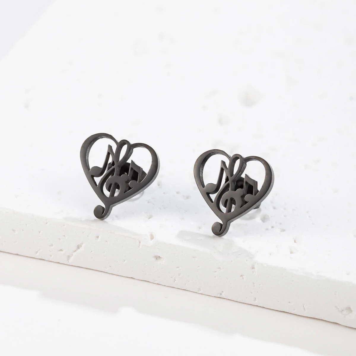 1 par de pendientes de nota musical coreana corazón de agudos y bajos  pendientes de acero inoxidable de moda para mujer regalo de boda joyería  pendi - AliExpress, image size:1200x1200